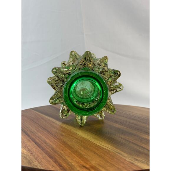Handblown Murano Glass Christmas Tree – 8.5" Green & Gold Italian Blown Glass - Picture 6 of 8